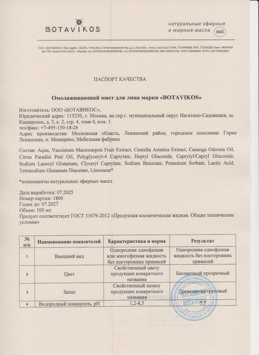 Паспорт №072025